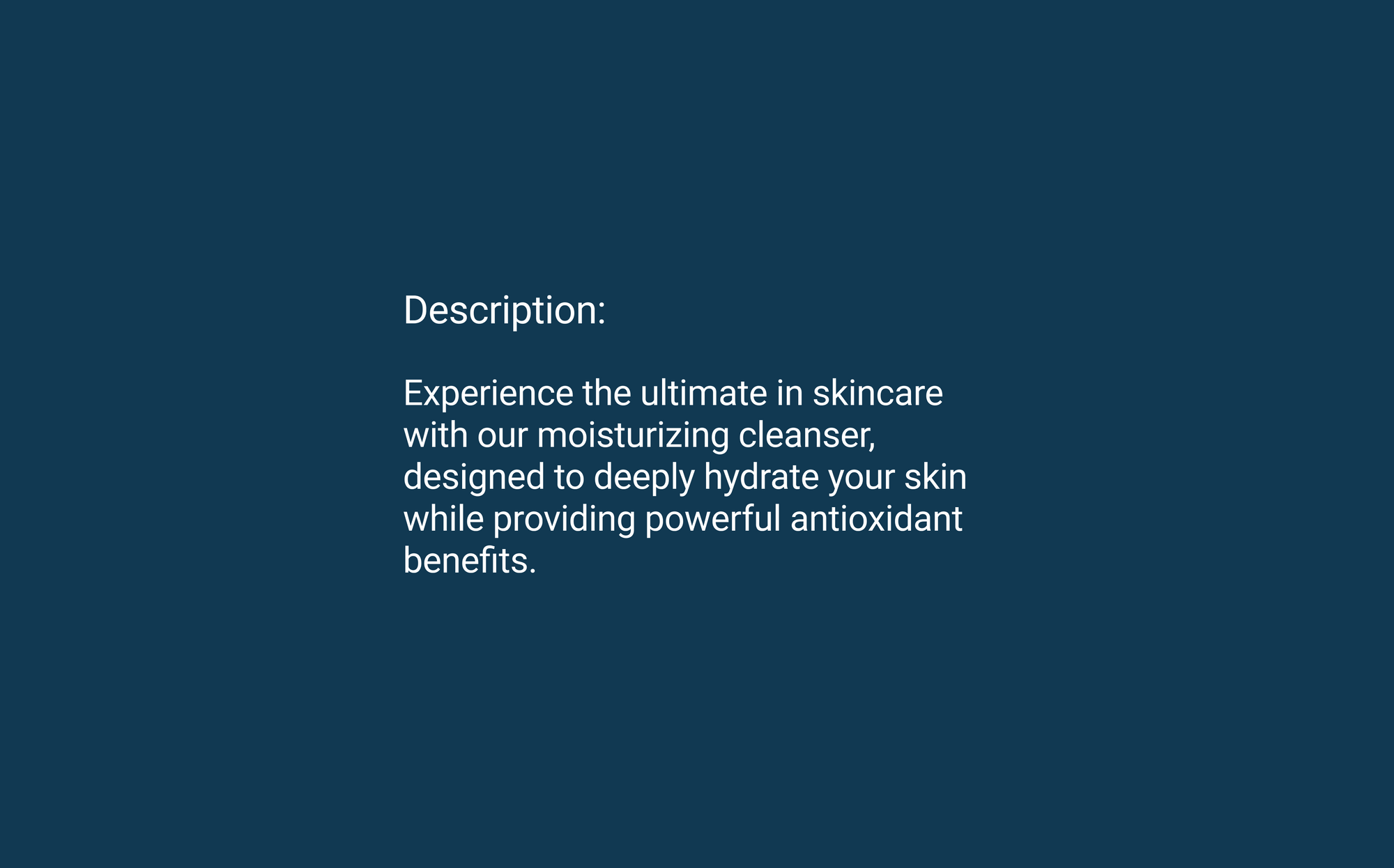 Product description for O3 Face Cleanser.