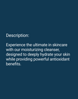 Product description for O3 Face Cleanser.