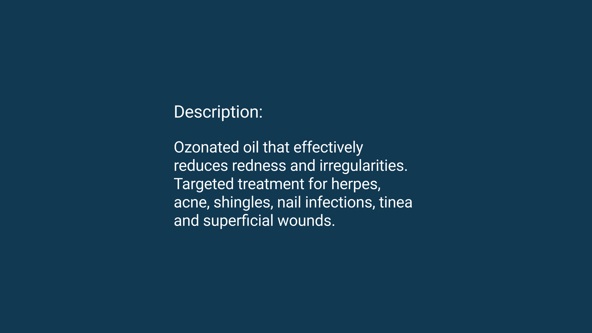 Product description for O3 Soothing Oil.