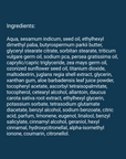 Ingredients list for O3 SunGuard.